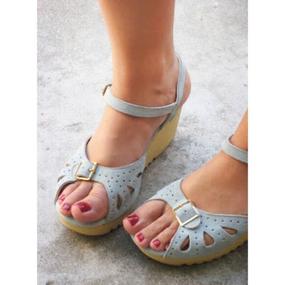 Sears Shoe Place Womens DEAD STOCK Vintage 70's Shoes PLATFORM WEDGE Sandals 8 - Picture 3 of 11